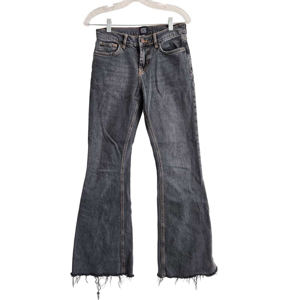 BDG 26 Flare Jeans Womens Black Excellent Raw Hem High Rise Urban Outfitters